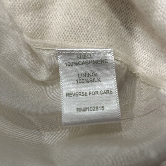 Garnet Hill Sweater Womens Small Cashmere Silk Button Front Pockets Ivory - Picture 5 of 6